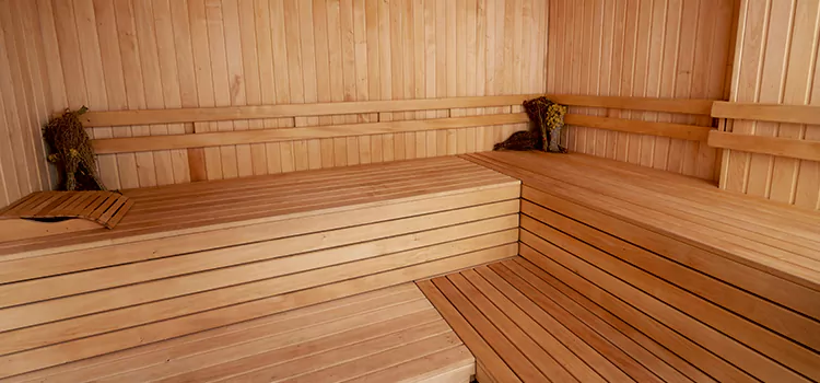 Spruce Wood Sauna Interior Construction in St. Catharines, Ontario